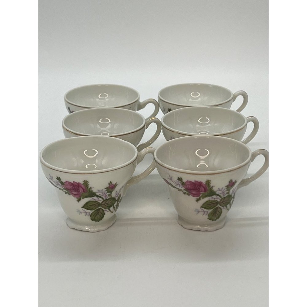Set of 6 PorcelainTea Cups with Pink Roses Made in Japan - Picture 11 of 11